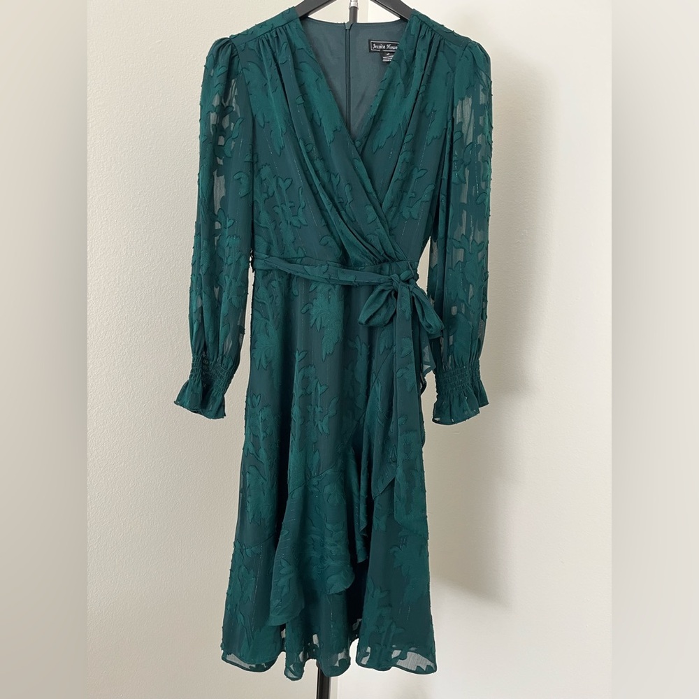 *HOLIDAY* Jessica Howard Long Sleeve Emerald Green Dress (Sz 4P) - Picture 10 of 16